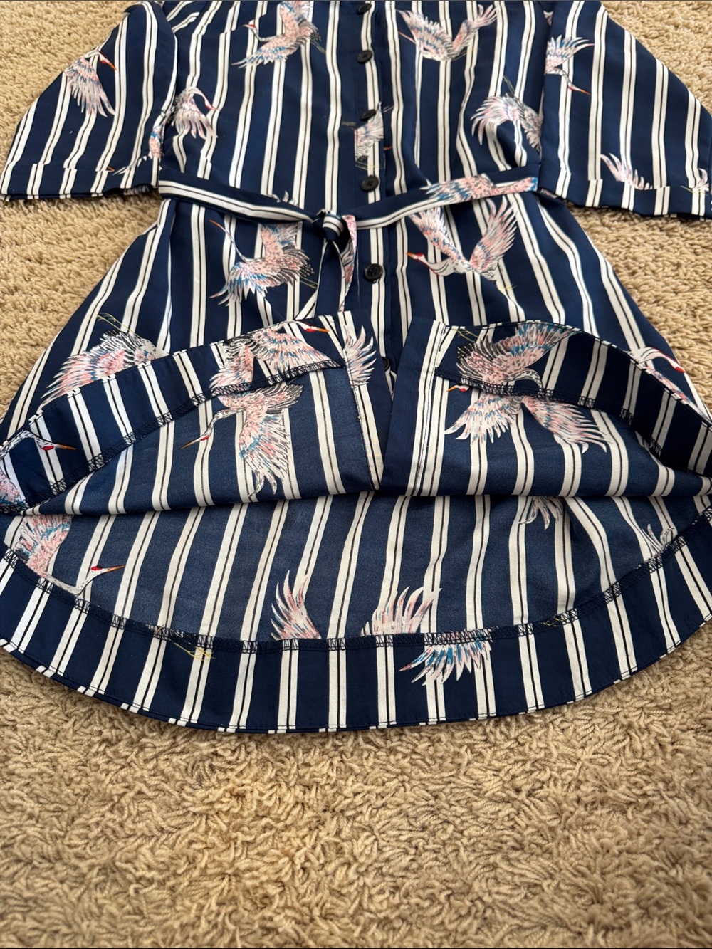 L.A. Soul Womens Navy Striped Button-Front Shirt Dress Cover-up Crane Print, M - Picture 4 of 14